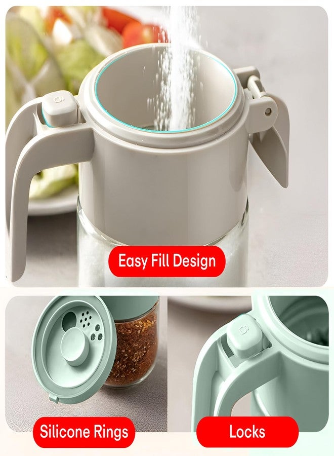 PRIME PICK مجموعة علب ماسالا برايم بيك، علبة توابل ذات قسمين مع غطاء وملعقة ومقبض، منظم توابل محكم الإغلاق | حاوية تخزين للمطبخ للتوابل والملح والسكر والمخللات، تتضمن عبوتين سعة 300 مل - Image 4